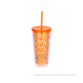 18 OZ double glazed plastic cup diamond cut sippy cup corn mug